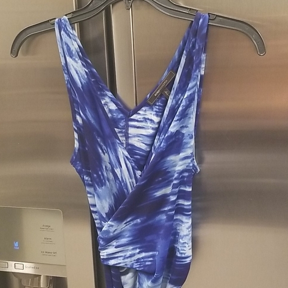 💕BCBGMAXAZRIA Mae Maxi Wrap Dress Tie-Dye Blue - Picture 9 of 14
